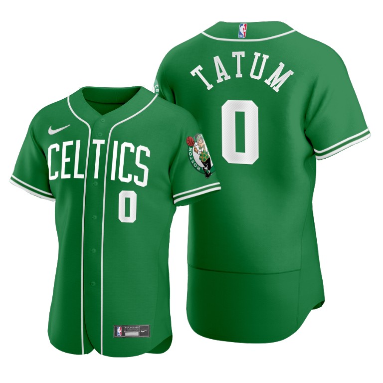 Men's Boston Celtics #0 Jayson Tatum 2020 Green NBA X MLB Crossover Edition Stitched Jersey